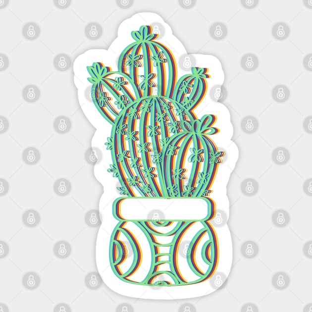 Neon Cactus Plant in the Pod Sticker by HappyGiftArt